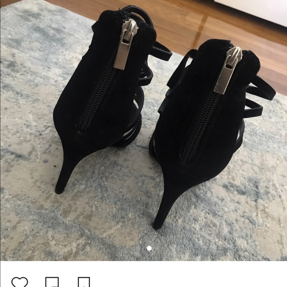 Black staples suede heels